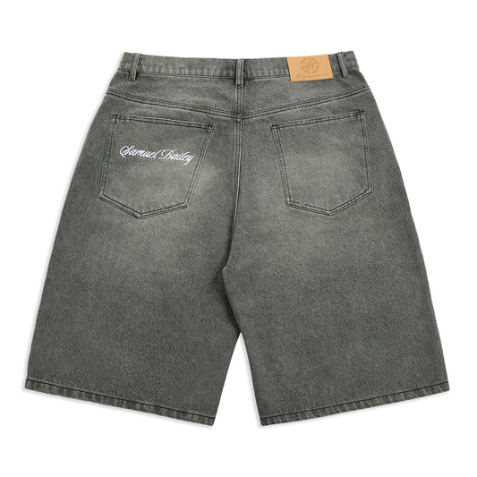 GRAPHITE WASHED DENIM JORTS