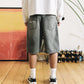 GRAPHITE WASHED DENIM JORTS