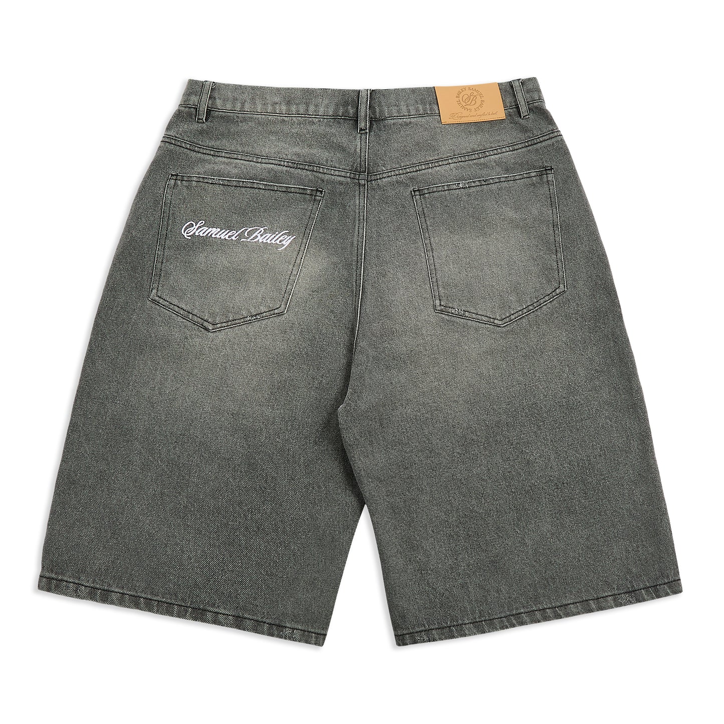 GRAPHITE WASHED DENIM JORTS